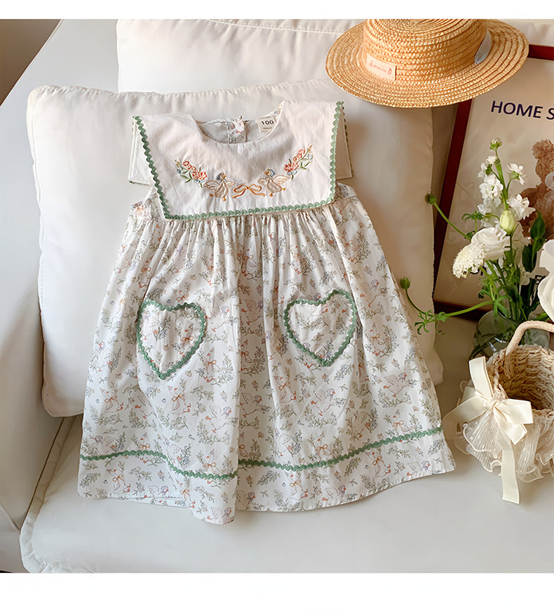 Vestido Infantil Bordado Patinhos Florzinhas
