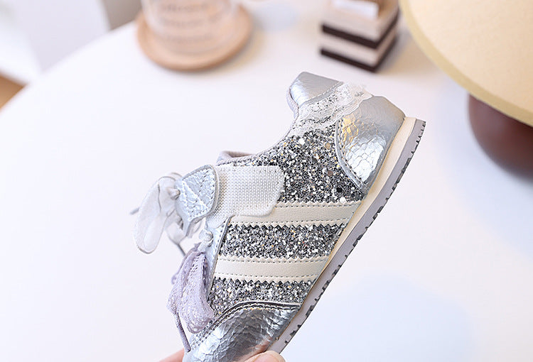Tênis Infantil Feminino Strass Lacinhos