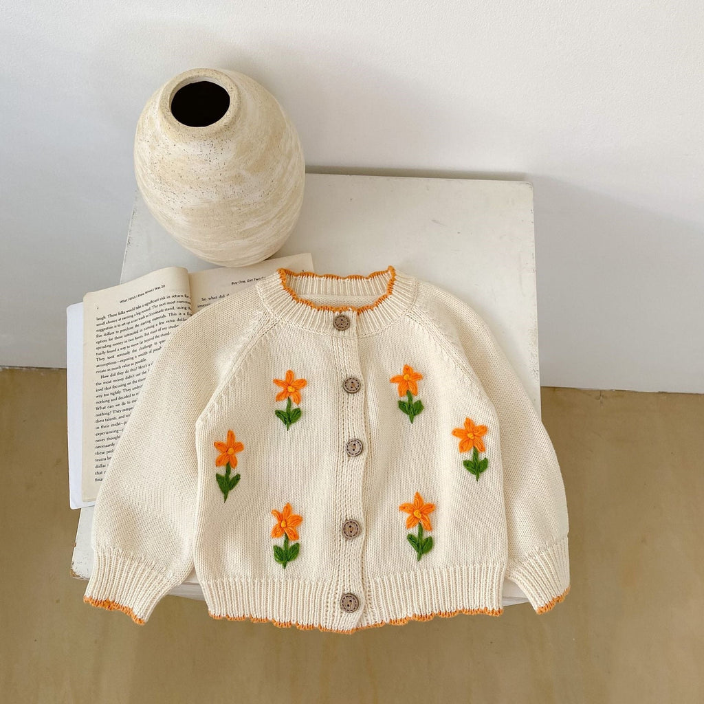 Casaco Infantil Tricô Florzinhas