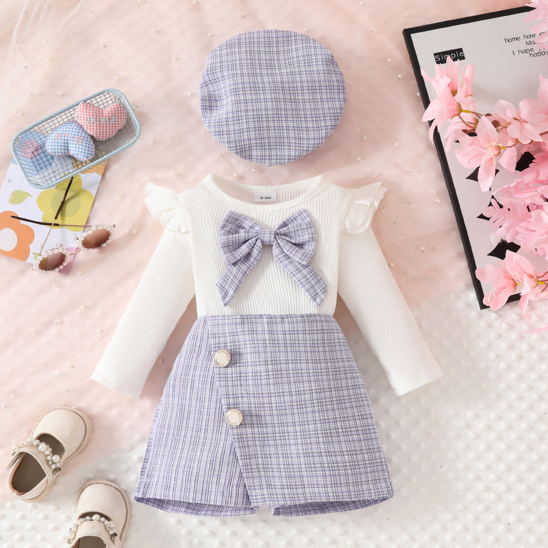 Conjunto Infantil Feminino Tweed Lacinho