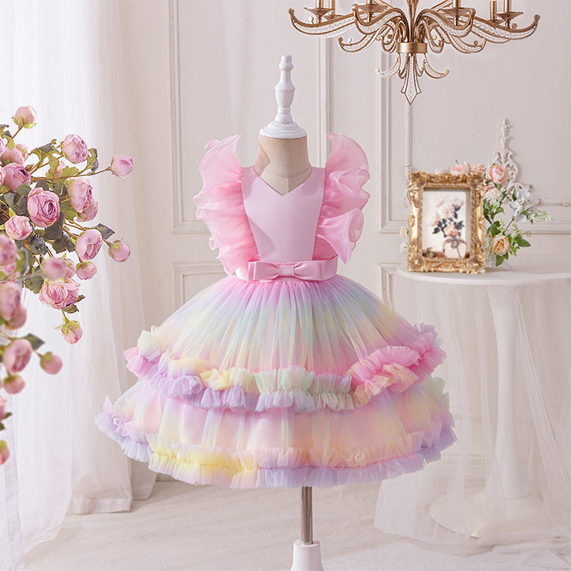 Vestido De Festa infantil Camadas Coloridas