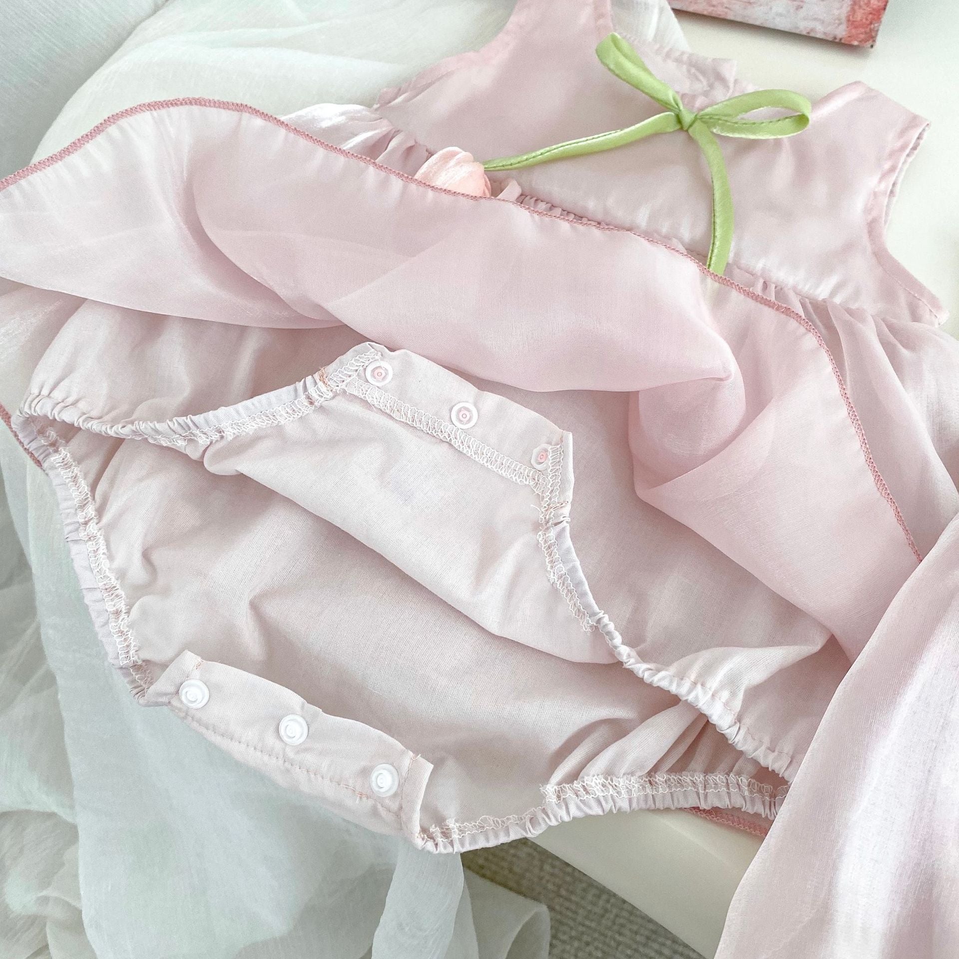 Body/ Vestido Infantil Rosa Tulipas