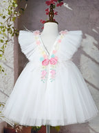 Vestido Infantil Branco Flores Encanto