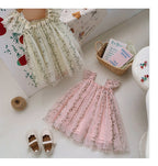 Vestido Infantil Tule Ramos de Flores