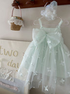Vestido Infantil de Tule Flores Lacinho
