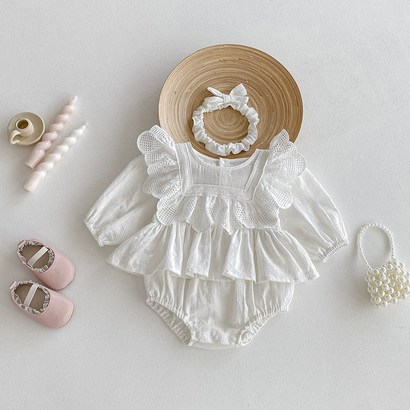 Body Infantil Branco Rendinha