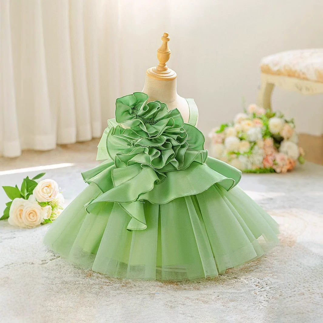 Vestido de Festa Infantil Flores Bufante