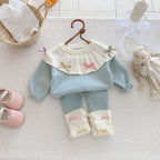 Conjunto Infantil Feminino de Tricô Lacinhos