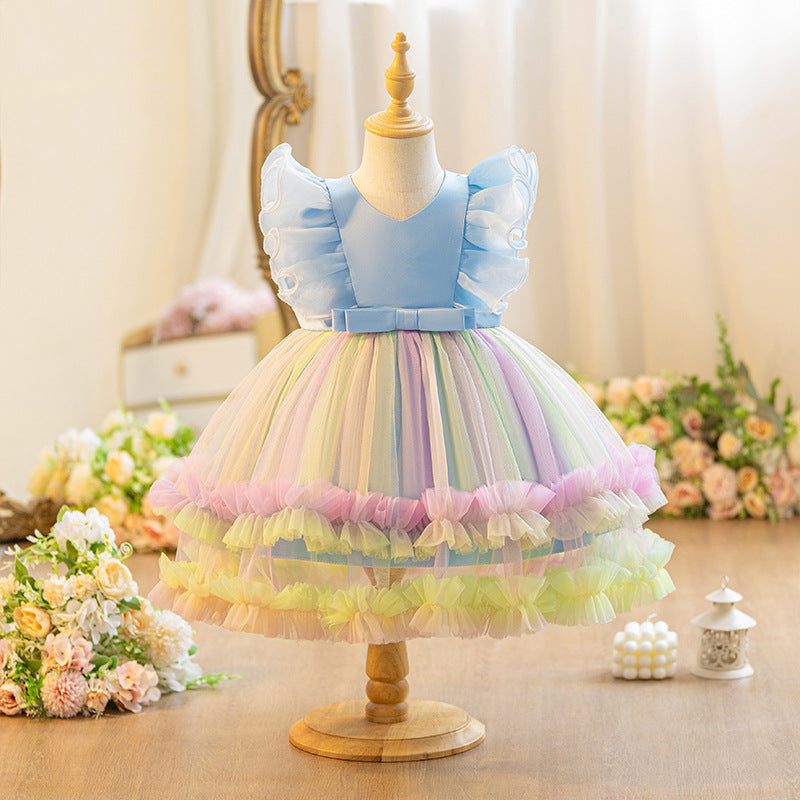 Vestido De Festa infantil Camadas Coloridas