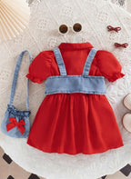 Vestido Infantil Jeans + Colete Jeans