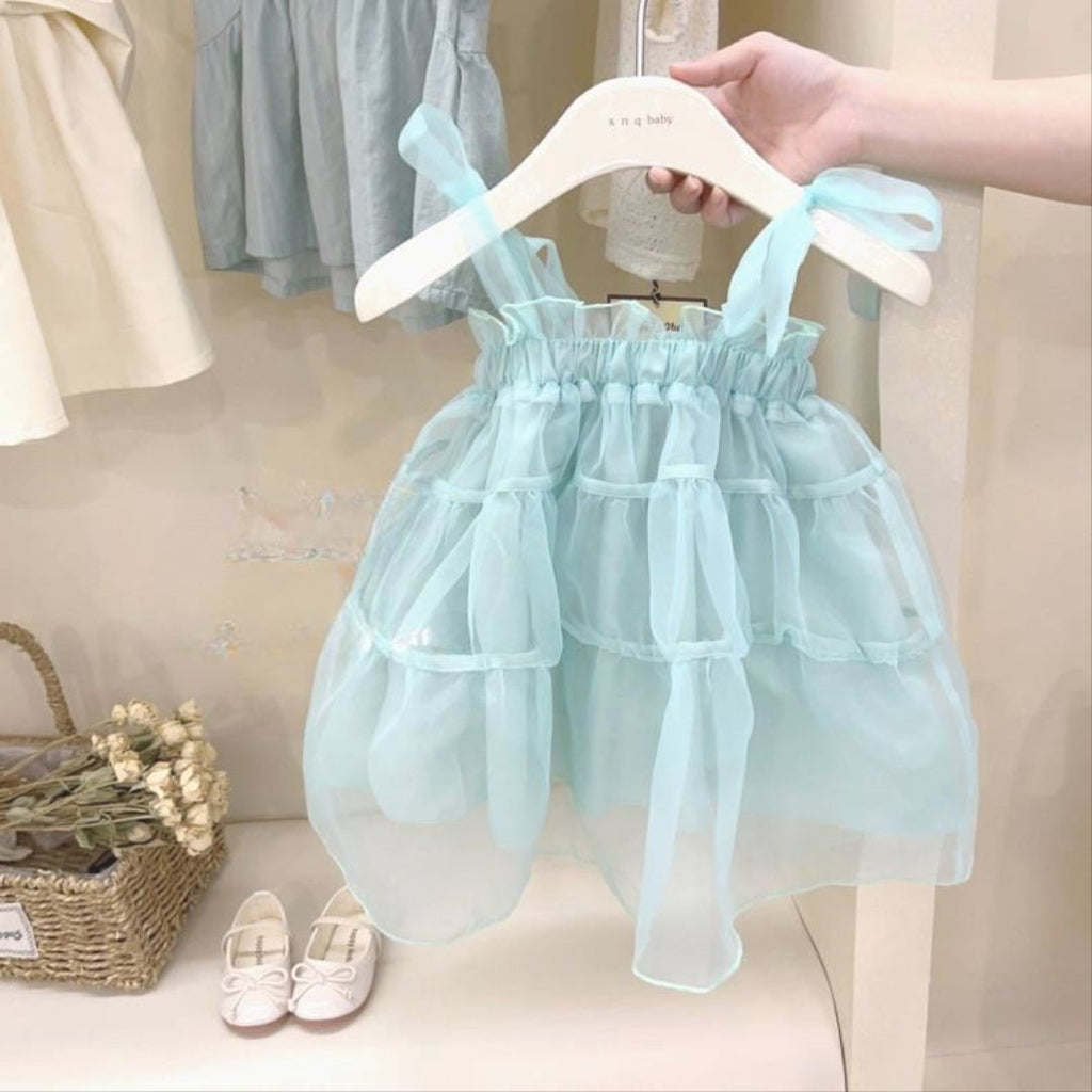 Vestido Infantil Tule Azul