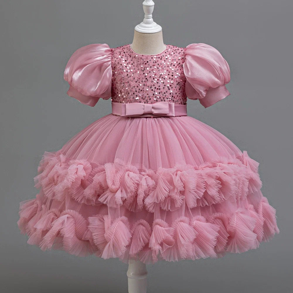 Vestido Infantil Brilhante Bufante