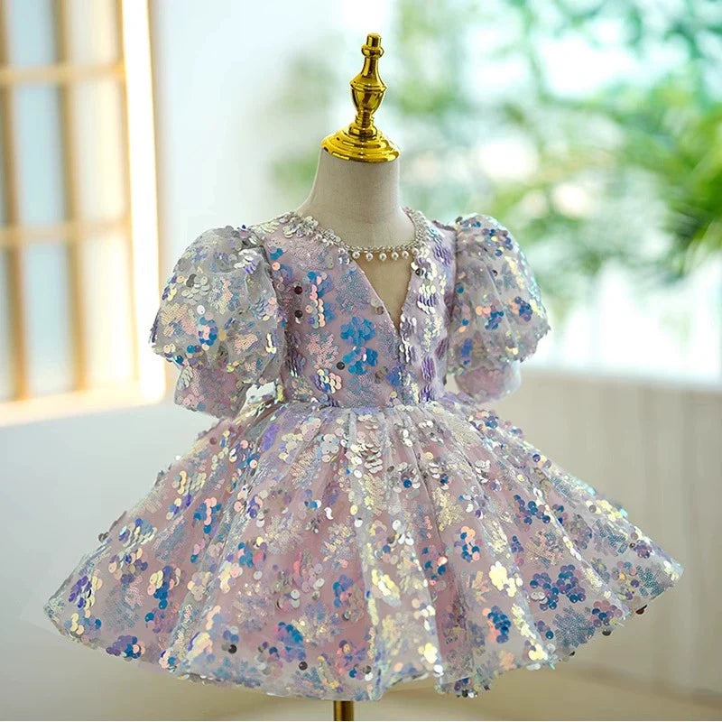 Vestido Infantil de Festa Luxo Lantejoulas