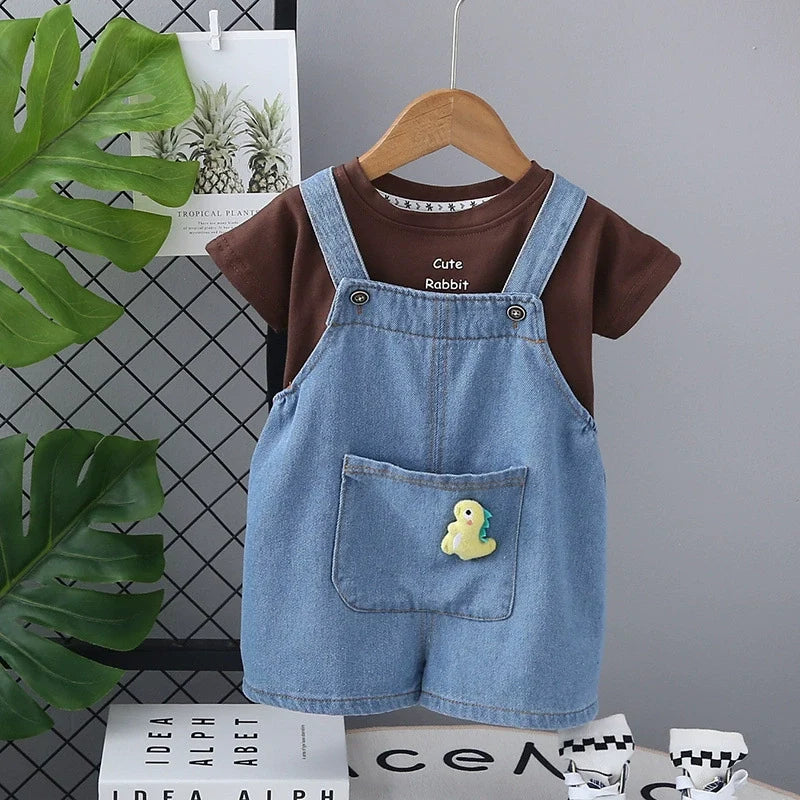 Conjunto Infantil Masculino  Jardineira Jeans