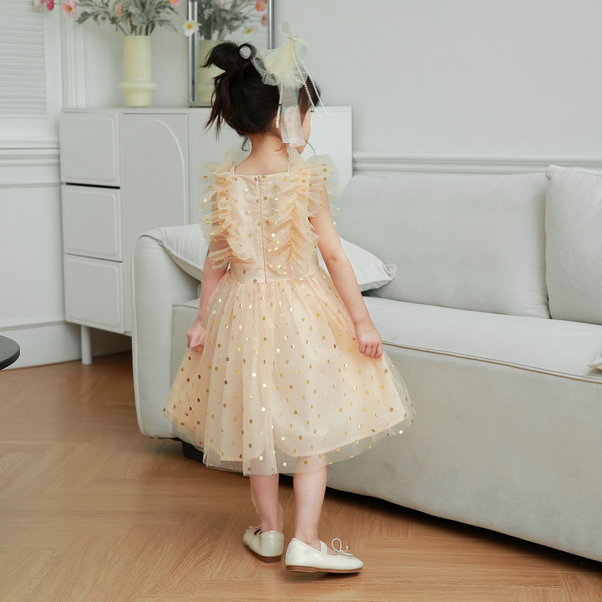 Vestido Infantil de Tule Poá