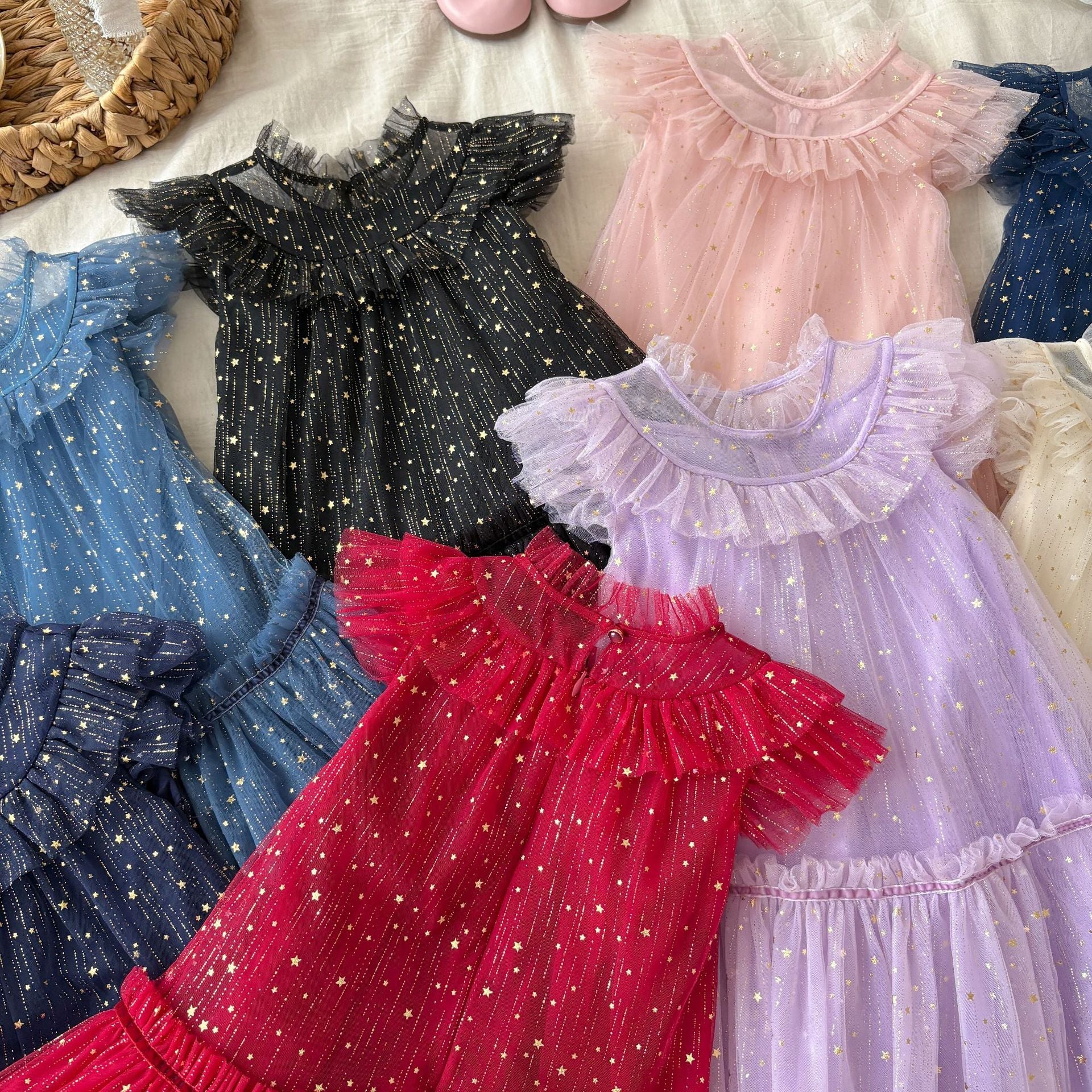 Vestido Infantil Tule com Estrelinhas