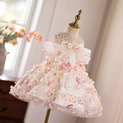 Vestido Infantil de Festa Florzinhas e Laço