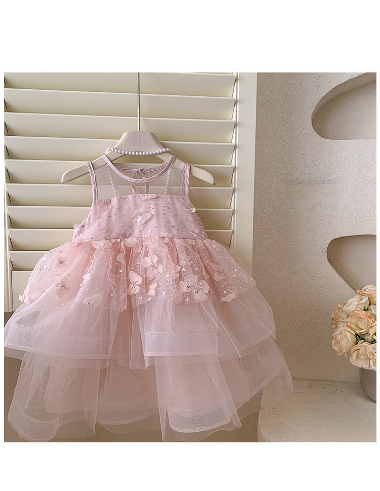 Vestido Infantil Festa Rosa Flores
