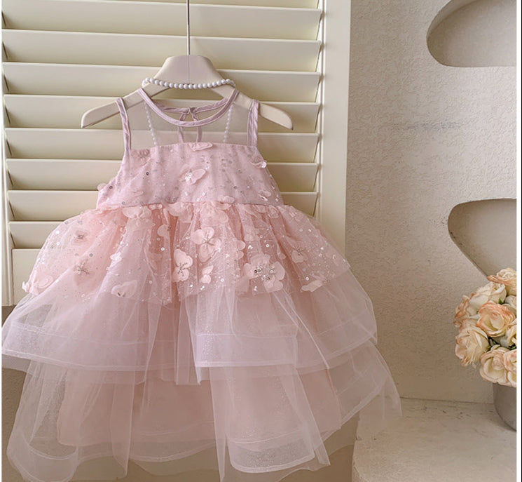 Vestido Infantil Festa Rosa Flores