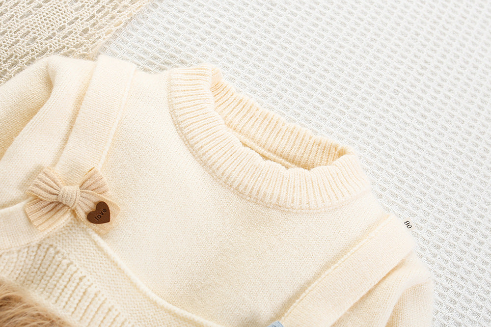 Conjunto Infantil Tricô Lacinho e Pelinhos