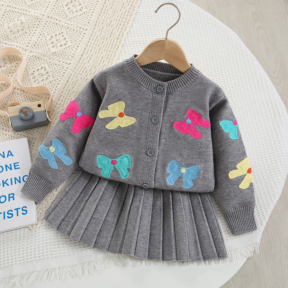 Conjunto Infantil Feminino Tricô  Lacinhos