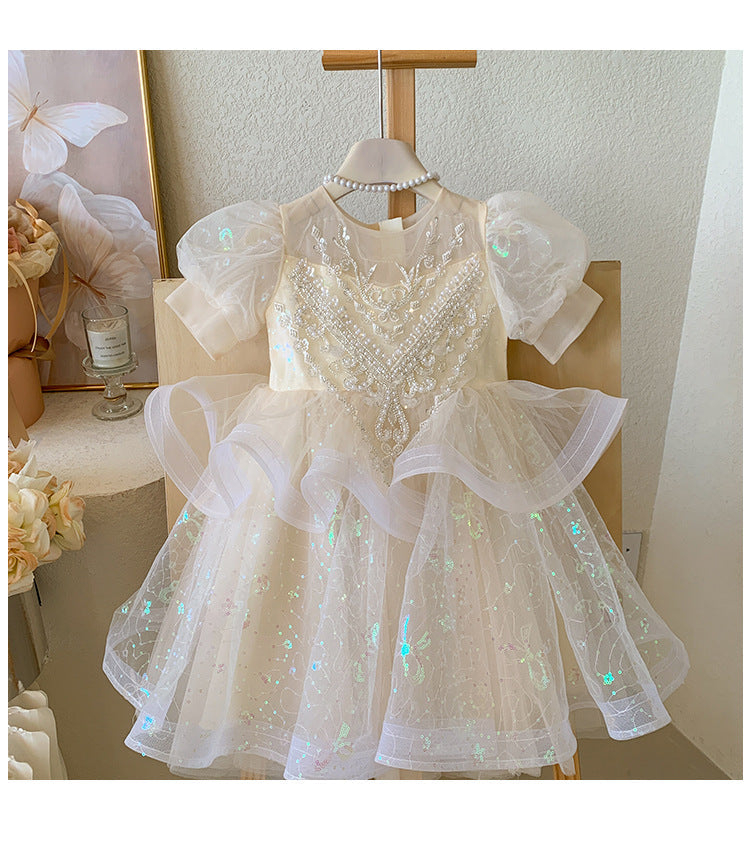 Vestido de Festa Infantil Bordado Brilhantes