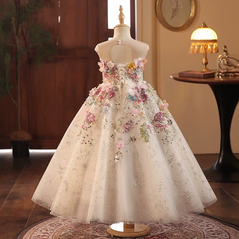 Vestido Infantil Longo Flores