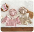 Casaco Infantil Tricô Gola Rendinha