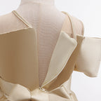 Vestido Infantil De Cetim com Laço
