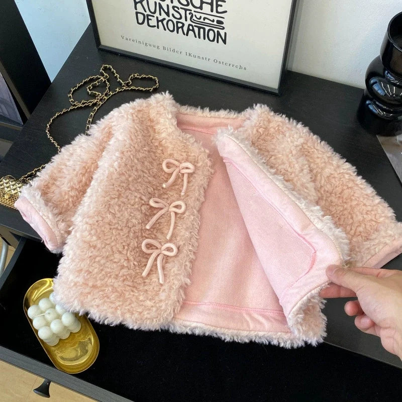 Casaco Infantil Feminino Pelinhos Lacinhos