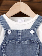 Conjunto Infantil  Jardineira lacinhos + Blusa