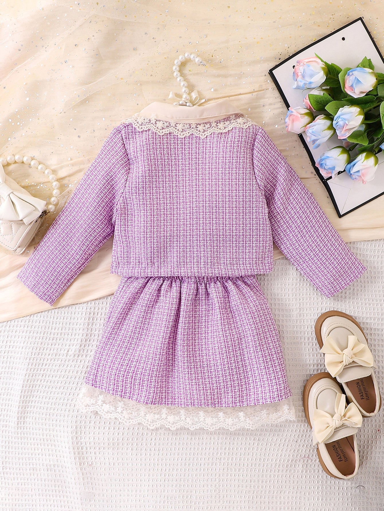 Conjunto Infantil Feminino Pérolas Lacinho