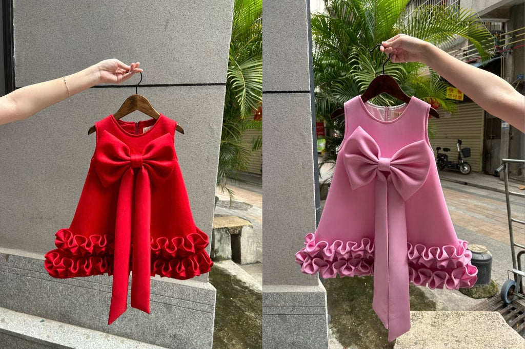 Vestido Infantil Barra Babados e Laço