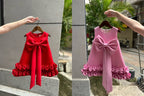 Vestido Infantil Barra Babados e Laço