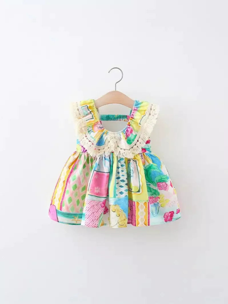 Vestido de Verão Colorido Plumas
