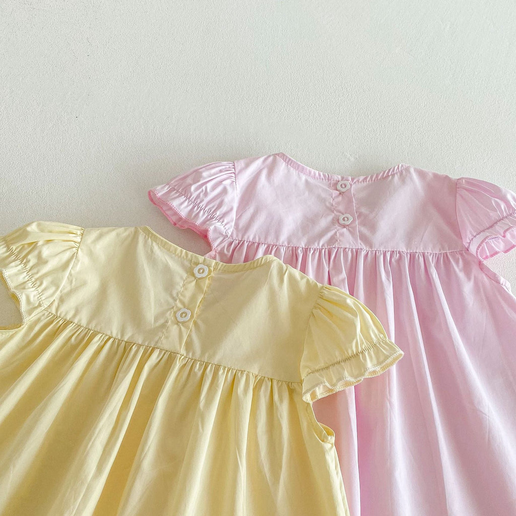 Vestido Infantil Florzinhas e Manga Babadinhos