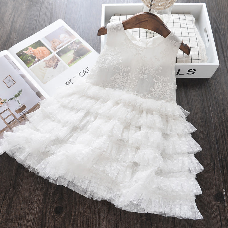 Vestido Infantil Florzinhas Camadas De Tule