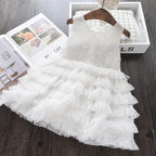 Vestido Infantil Florzinhas Camadas De Tule