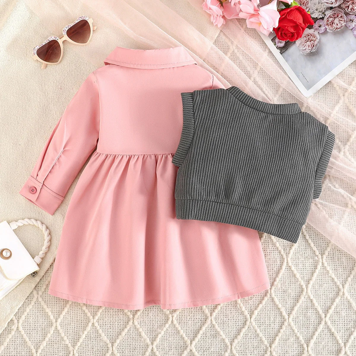 Conjunto Infantil Vestido + Colete Lacinhos