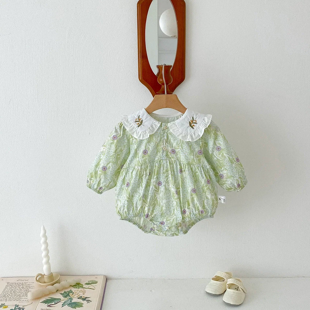 Body Infantil Verde Floral