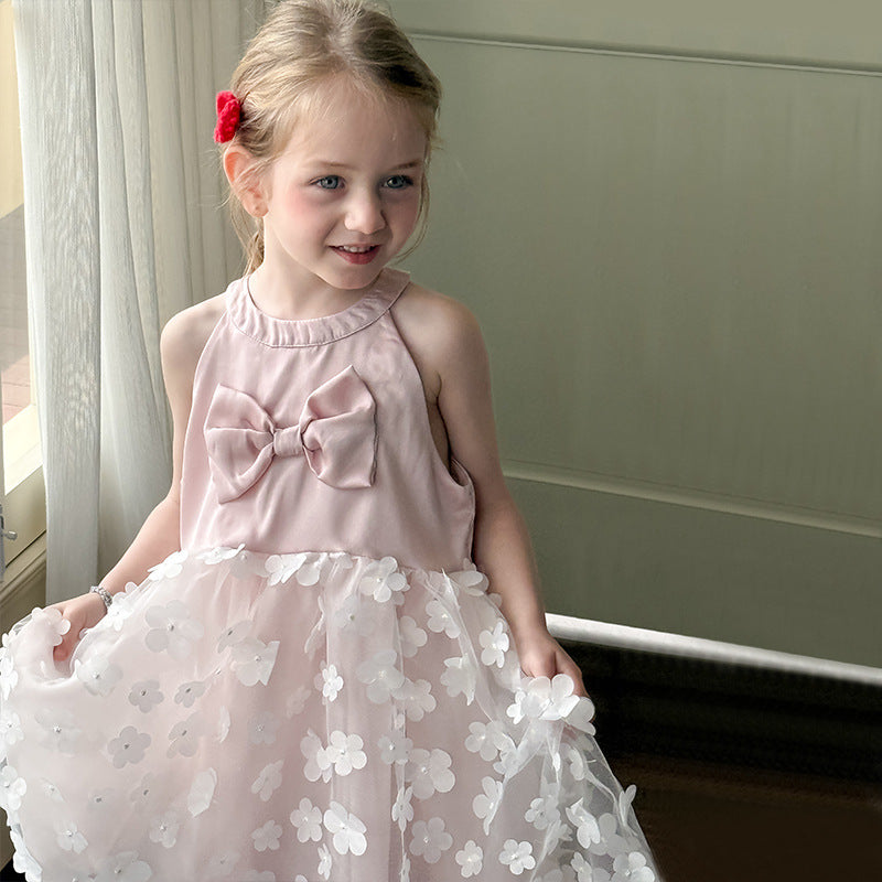 Vestido Infantil com Lacinho e Florzinhas