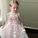 Vestido Infantil com Lacinho e Florzinhas