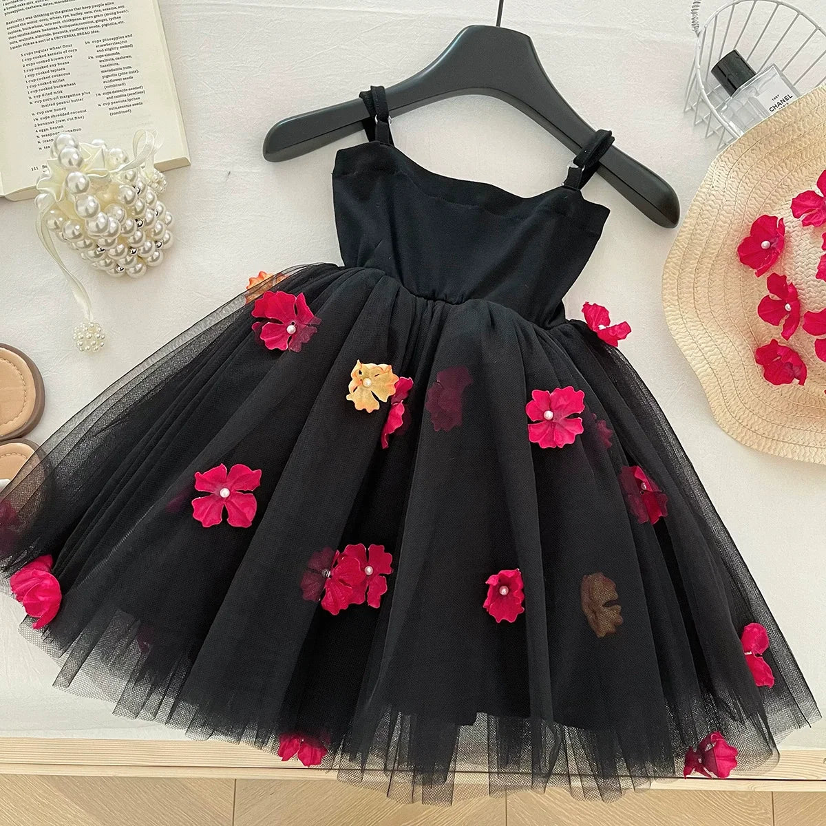 Vestido Infantil Tule com Flores