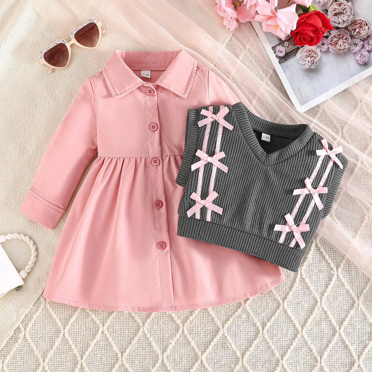 Conjunto Infantil Vestido + Colete Lacinhos