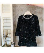 Vestido Infantil Preto de Lantejoulas
