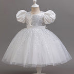Vestido Infantil Tule Pérolas Bufante