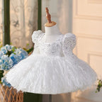 Vestido Infantil de Festa Lantejoulas e Plumas