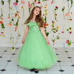 Vestido Infantil Verde Florzinhas e Lacinho