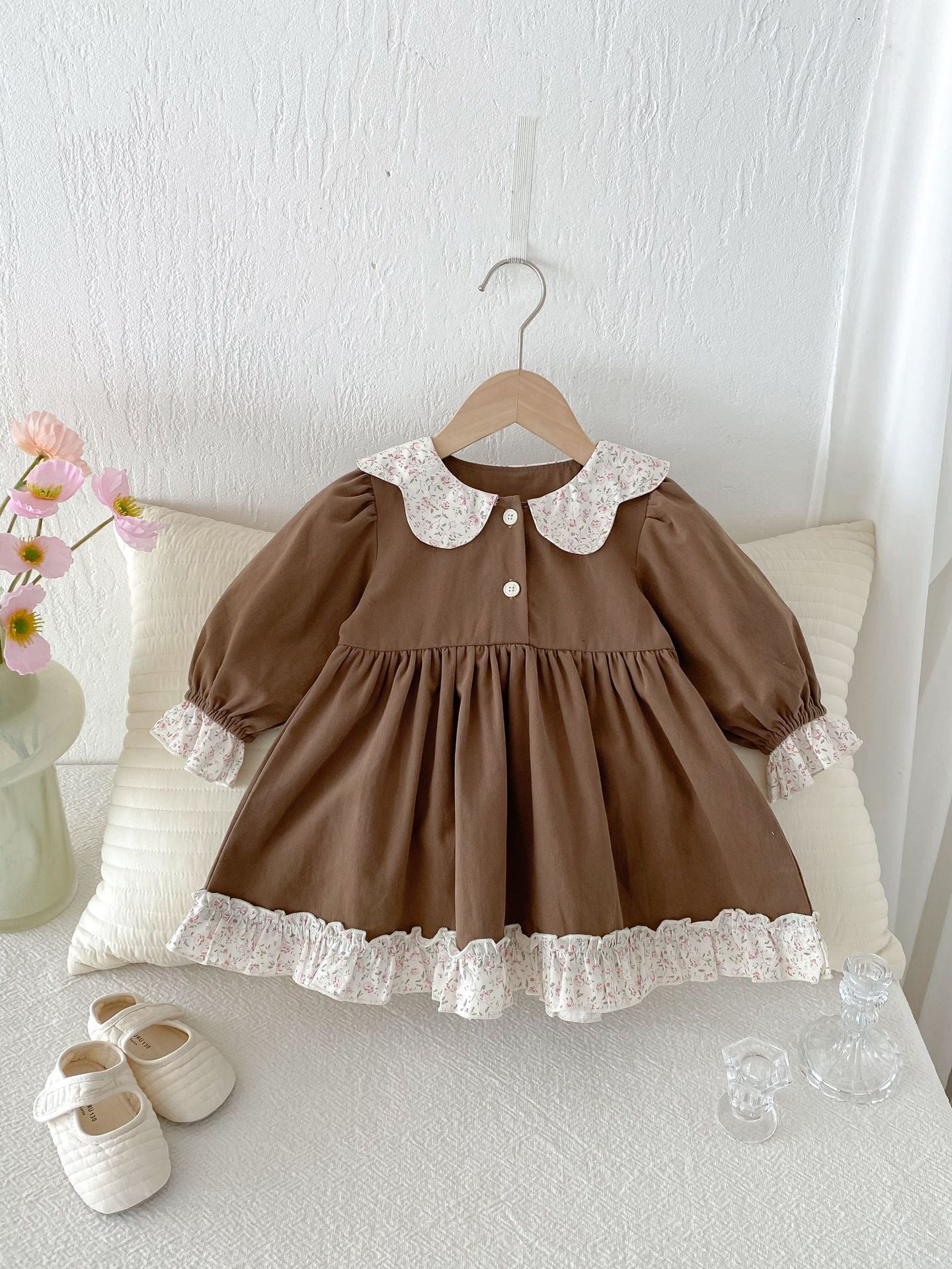 Vestido Infantil Barrados Florzinhas
