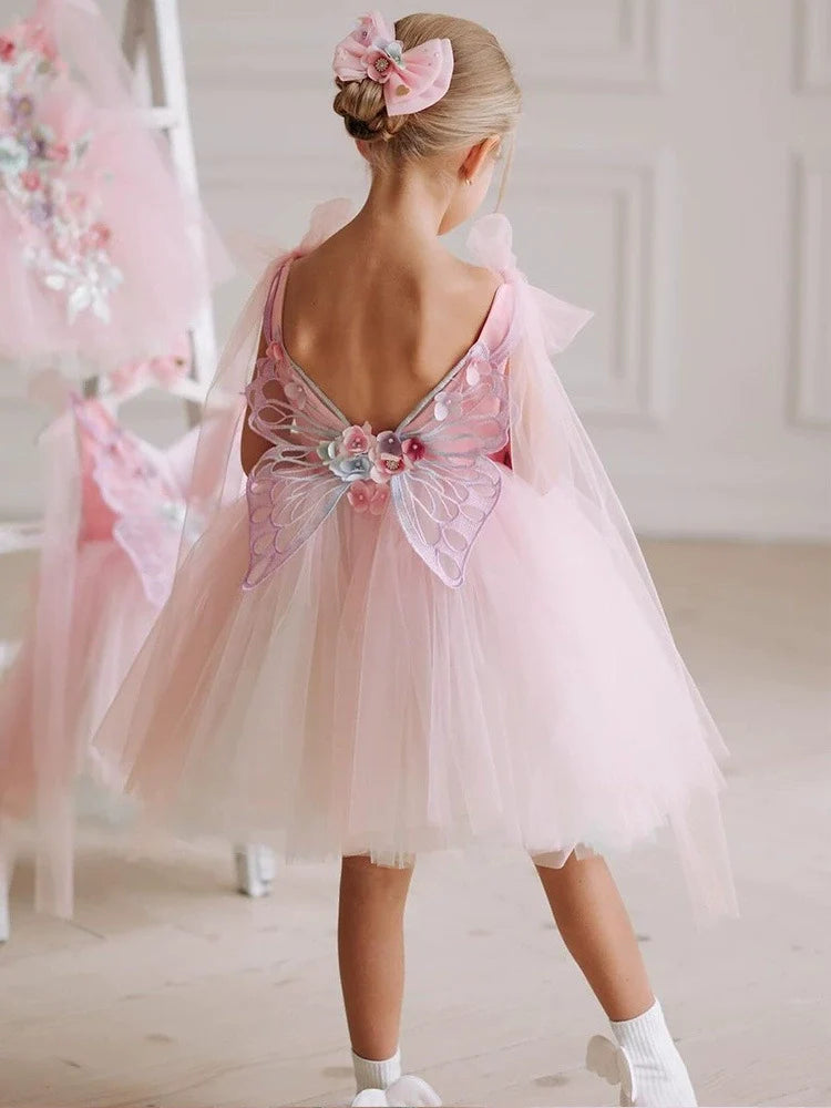 Vestido Infantil de Festa Tule Flores